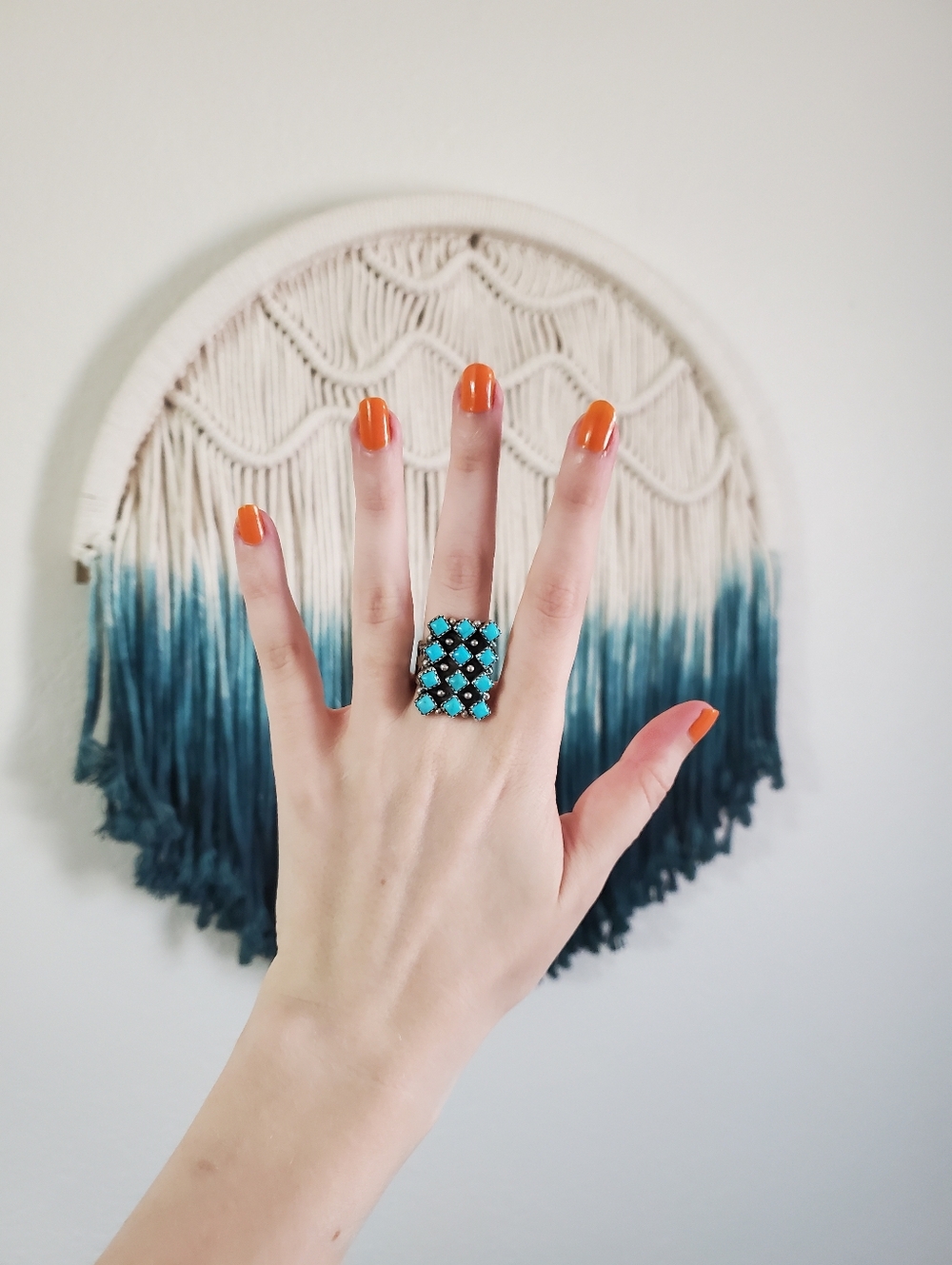Needlepoint Turquoise Set - Navajo Made - Picture 11 of 13